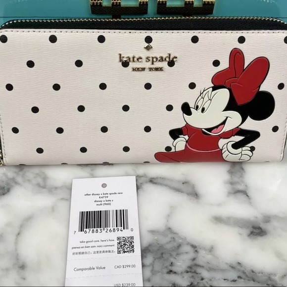 disney x kate spade new york other minnie mouse large continental wallet - Picture 5 of 10